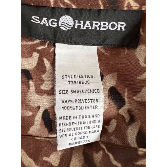 Sag Harbor Brown Floral Midi Skirt With Flared Hem S Polyester Elastic Waist - Picture 9 of 16